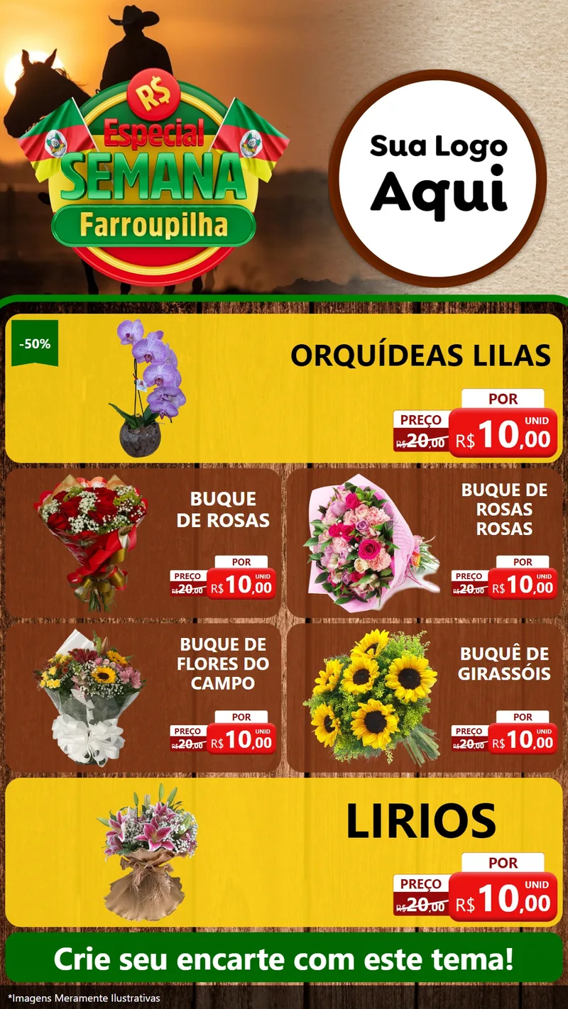 Modelo de TV para TV Vertical com o tema Especial Semana Farroupilha para Floricultura e jardim