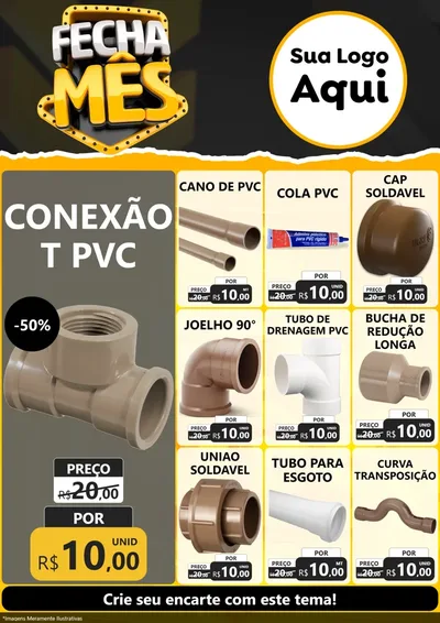 Modelo de Encarte para Encarte A4 Vertical com o tema Fecha Mês para Tubos e conexões