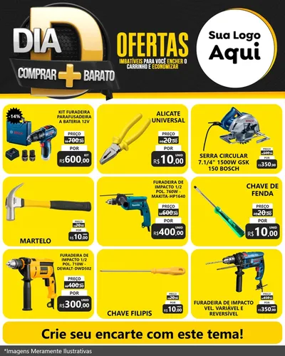 Modelo de Rede Social para Feed Instagram com o tema Dia D Mais Economia para Maquinas e Ferramentas