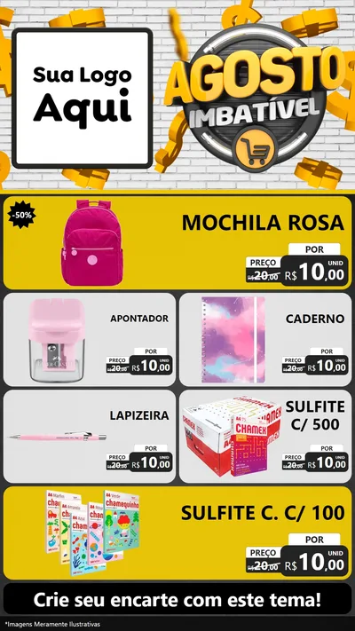 Modelo de TV para TV Vertical com o tema Agosto imbatível para Papelaria