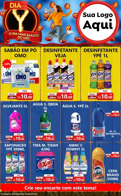 Modelo de Encarte para Encarte Grande com o tema Dia Y - O Dia Mais Barato Do Mês para Produtos de Limpeza