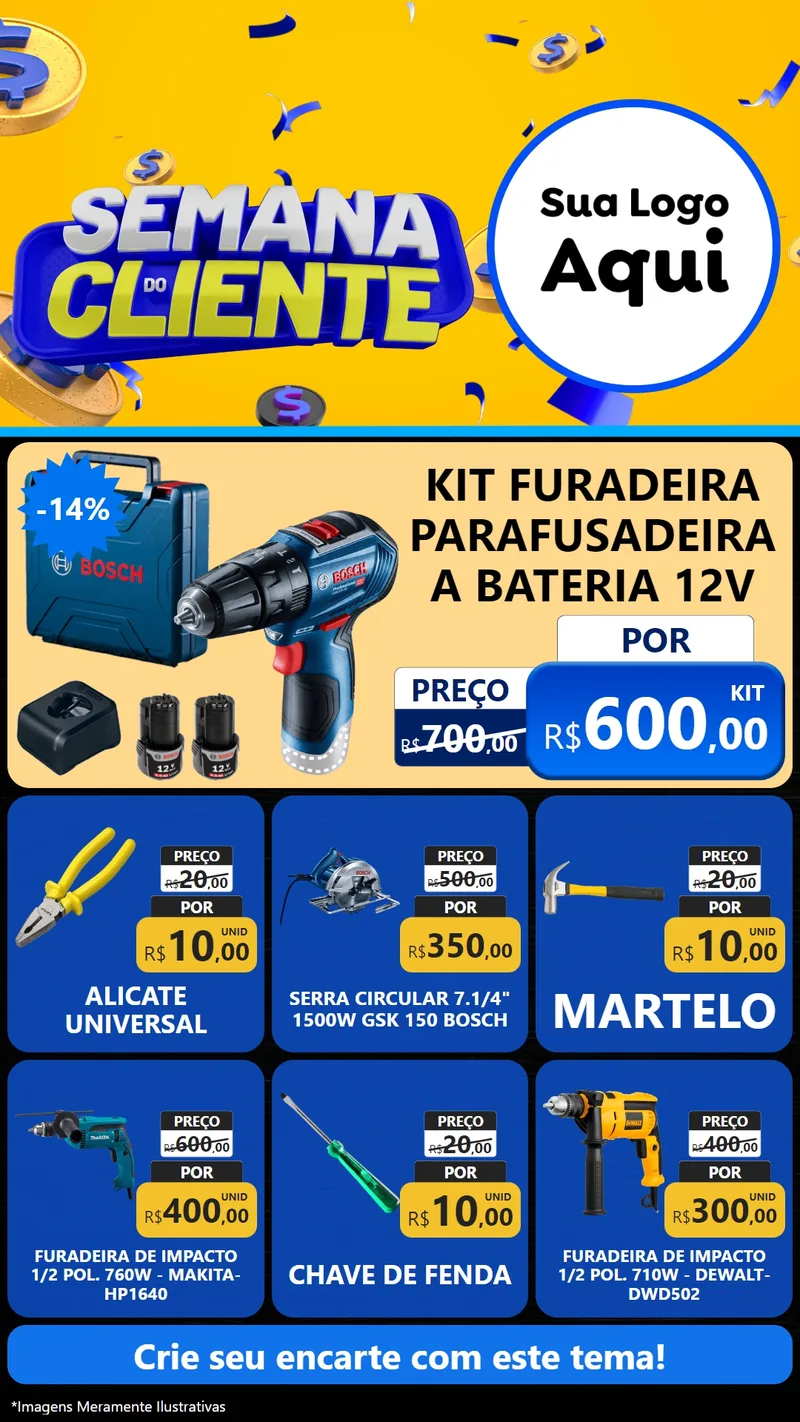 Modelo de Rede Social para Stories com o tema Semana do Cliente para Maquinas e Ferramentas