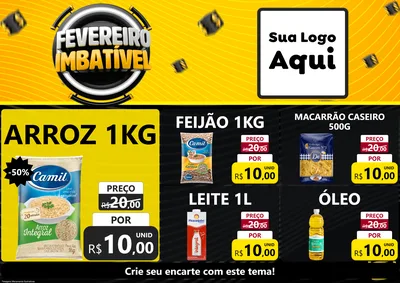 Modelo de Encarte para Encarte A4 Horizontal com o tema Fevereiro Imbatível para Supermercado