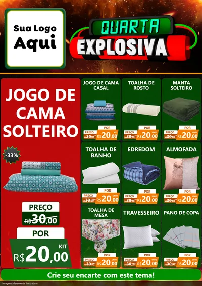 Modelo de Encarte para Encarte A4 Vertical com o tema Quarta Explosiva para Cama, Mesa e Banho