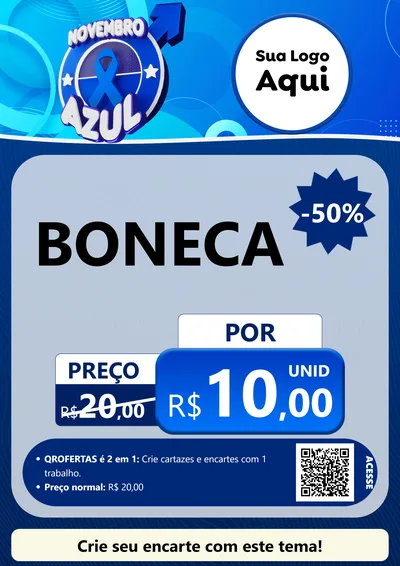 Modelo de Cartaz para Cartaz A4 Vertical com o tema Novembro Azul para Brinquedos