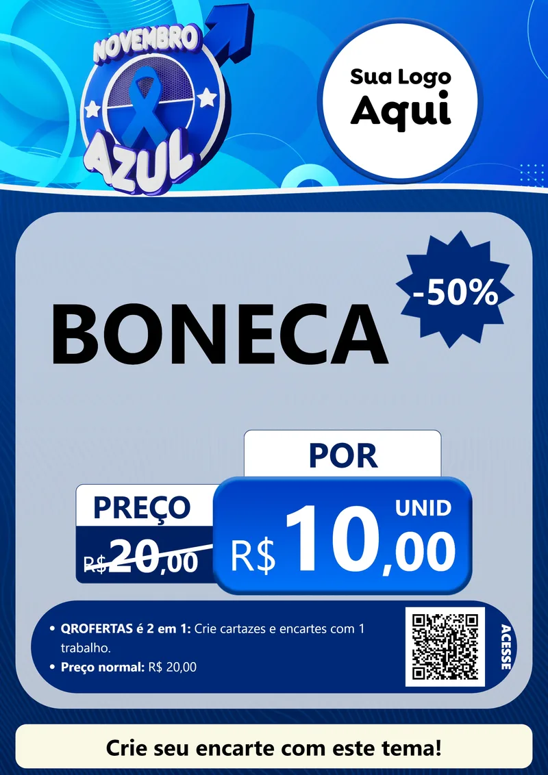 Modelo de Cartaz para Cartaz A4 Vertical com o tema Novembro Azul para Brinquedos