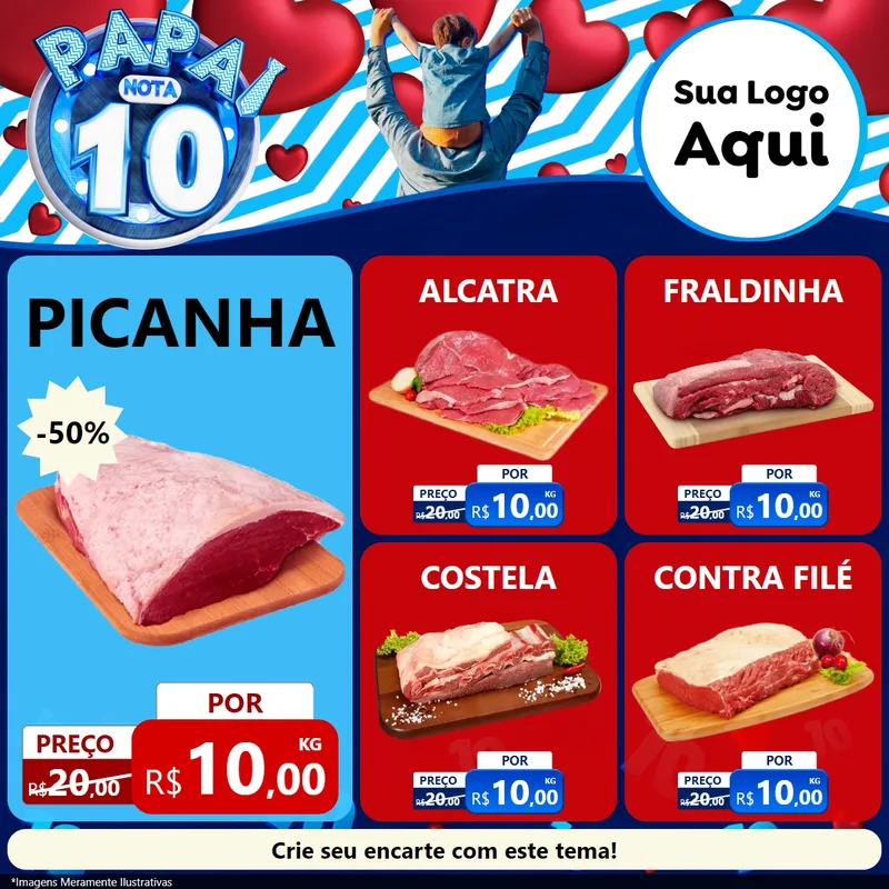 Modelo de Rede Social para Feed Facebook com o tema Papai Nota 10 para Açougue