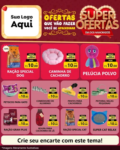 Modelo de Rede Social para Feed Instagram com o tema Dia dos Namorados para Pet Shop