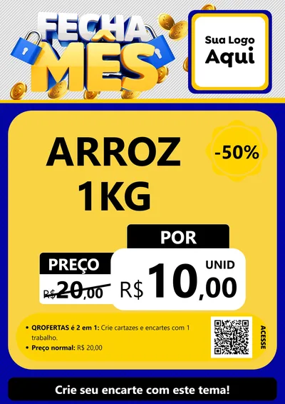 Modelo de Cartaz para Cartaz A4 Vertical com o tema Fecha Mês para Supermercado