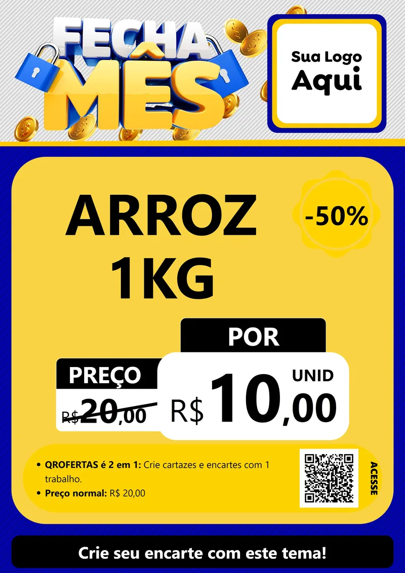 Modelo de Cartaz para Cartaz A4 Vertical com o tema Fecha Mês para Supermercado