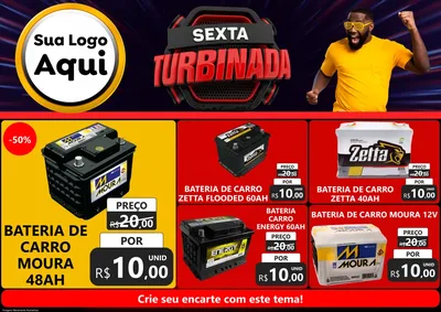 Modelo de Encarte para Encarte A4 Horizontal com o tema Sexta Turbinada para Baterias Elétricas