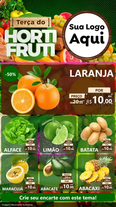 Modelo de Rede Social para Stories com o tema Terça do Hortifrúti para Hortifrúti