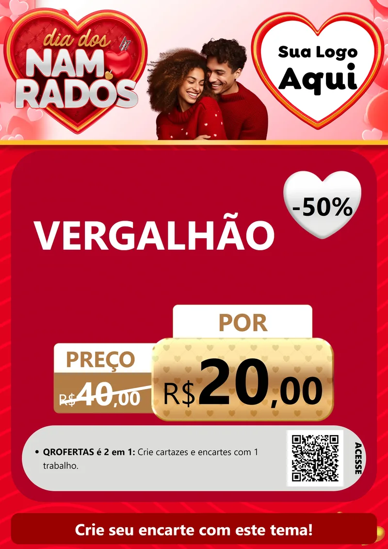Modelo de Cartaz para Cartaz A4 Vertical com o tema Dia dos Namorados para Ferragens