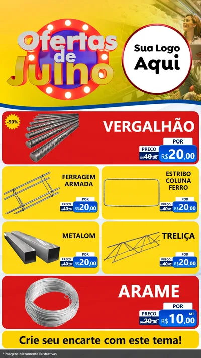Modelo de TV para TV Vertical com o tema Ofertas de Julho para Ferragens