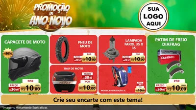 Modelo de TV para TV Horizontal com o tema Promoção de Ano Novo para Moto peças