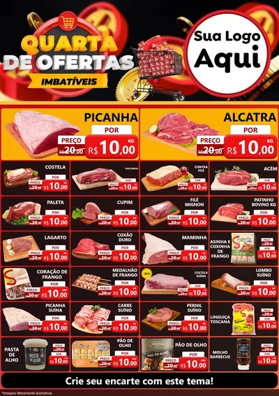 Modelo de Encarte para Encarte A4 Vertical com o tema Quarta de Ofertas Imbatíveis para Açougue