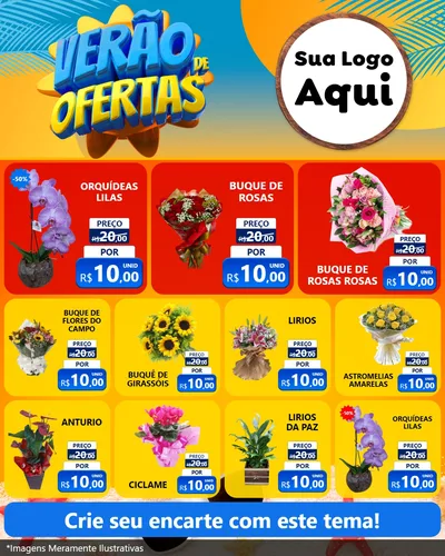Modelo de Rede Social para Feed Instagram com o tema Verão de Ofertas para Floricultura e jardim