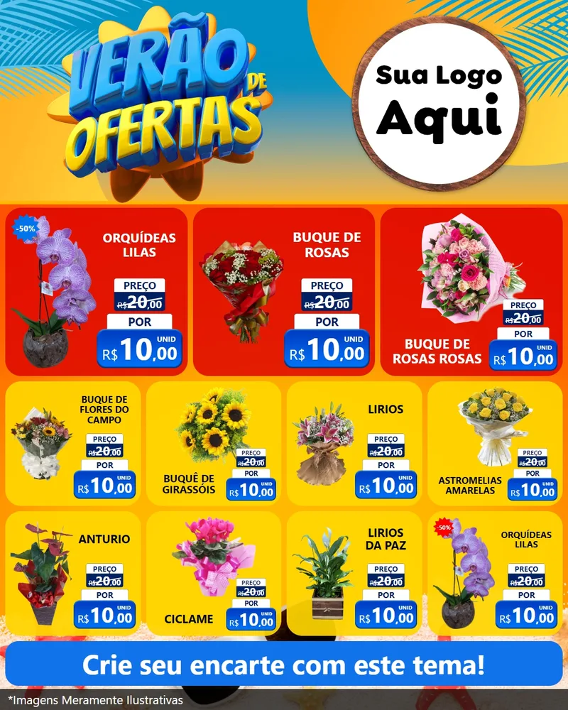 Modelo de Rede Social para Feed Instagram com o tema Verão de Ofertas para Floricultura e jardim