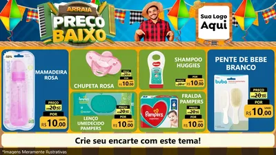 Modelo de TV para TV Horizontal com o tema Arraiá de Preço Baixo - Junina para Bebês