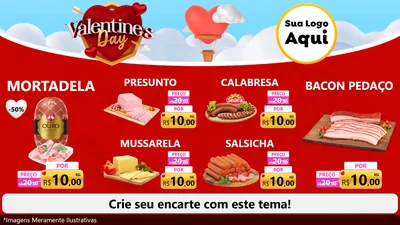 Modelo de TV para TV Horizontal com o tema Valentine's Day para Frios e Laticínios