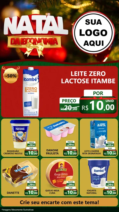 Modelo de Rede Social para Stories com o tema Natal da Economia para Frios e Laticínios