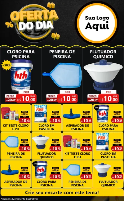 Modelo de Encarte para Encarte Grande com o tema Oferta Do Dia para Produtos para Piscina