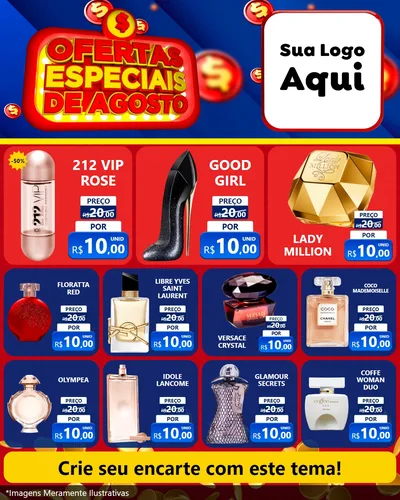 Modelo de Rede Social para Feed Instagram com o tema Ofertas Especiais de Agosto para Perfumes