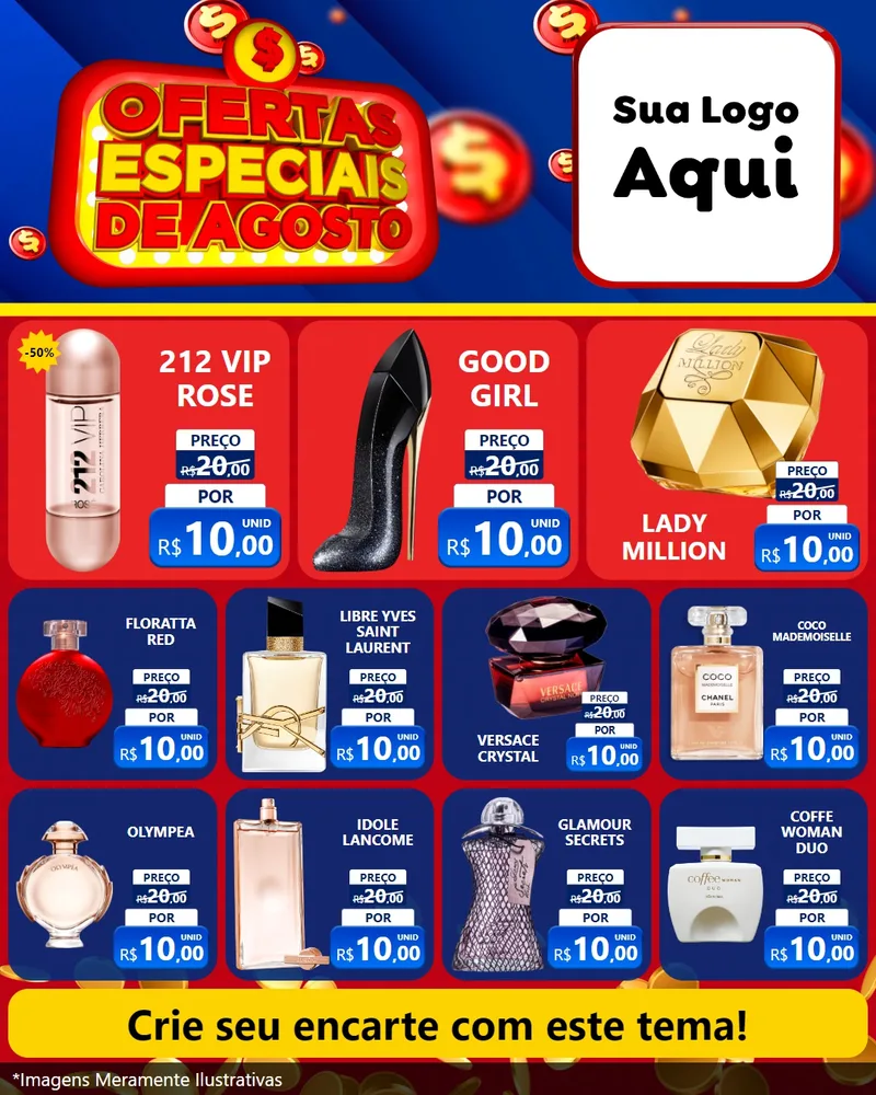 Modelo de Rede Social para Feed Instagram com o tema Ofertas Especiais de Agosto para Perfumes