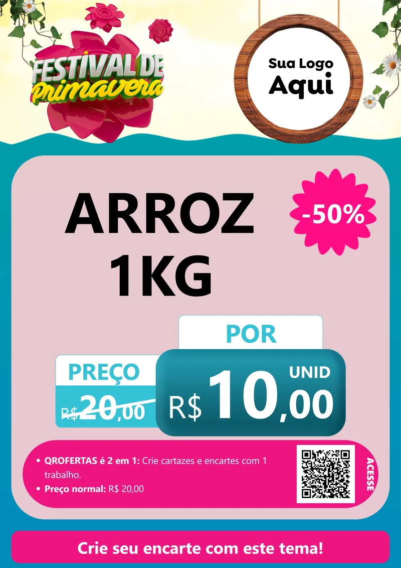 Modelo de Cartaz para Cartaz A4 Vertical com o tema Festival de Primavera para Supermercado