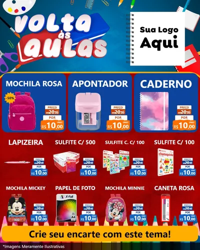 Modelo de Rede Social para Feed Instagram com o tema Volta Às Aulas para Papelaria