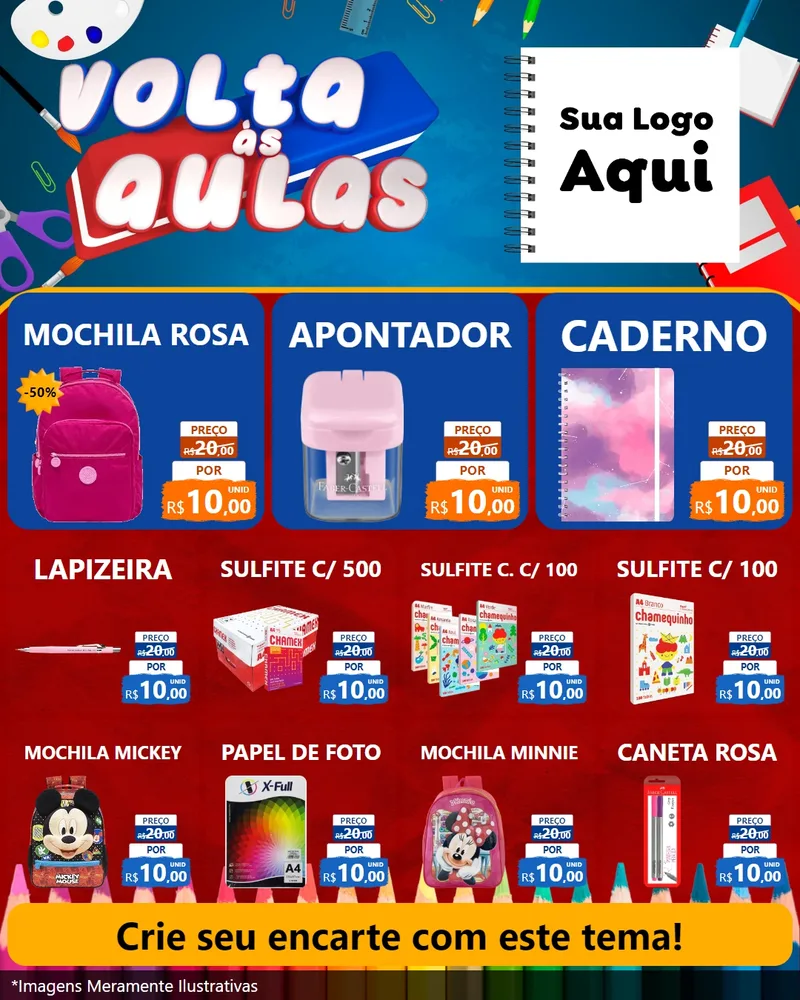 Modelo de Rede Social para Feed Instagram com o tema Volta Às Aulas para Papelaria