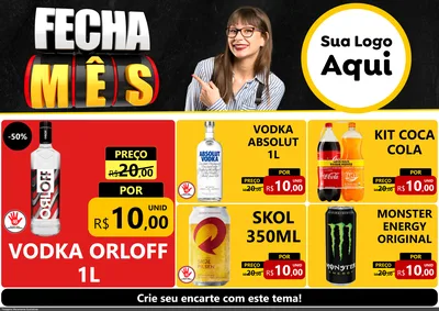 Modelo de Encarte para Encarte A4 Horizontal com o tema Fecha Mês para Distribuidora de bebidas