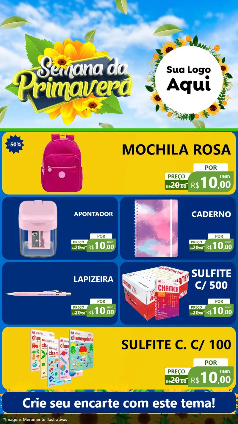 Modelo de TV para TV Vertical com o tema Semana da Primavera para Papelaria