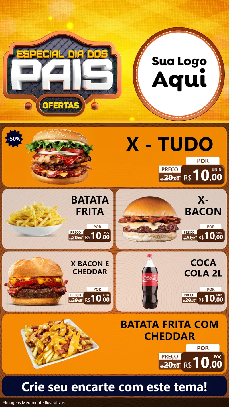 Modelo de TV para TV Vertical com o tema Especial Dia dos Pais para Hamburgueria