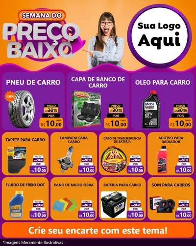 Modelo de Rede Social para Feed Instagram com o tema Semana do Preço Baixo para Auto peças