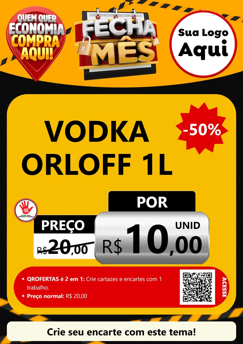 Modelo de Cartaz para Cartaz A4 Vertical com o tema Fecha Mês para Distribuidora de bebidas