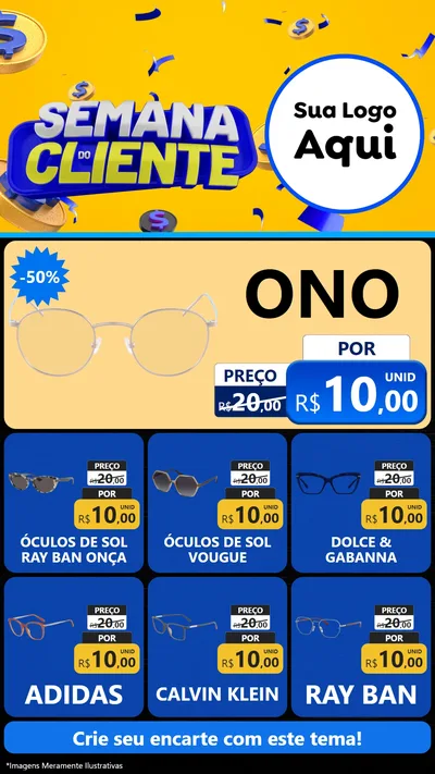 Modelo de Rede Social para Stories com o tema Semana do Cliente para Óticas