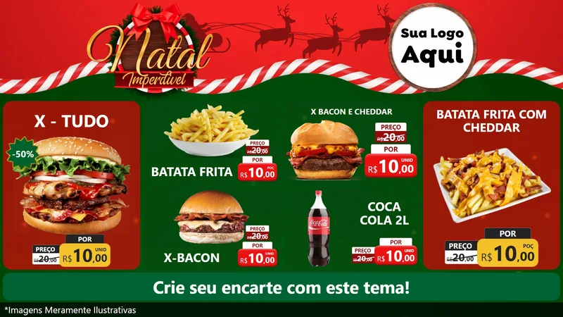 Modelo de TV para TV Horizontal com o tema Natal Imperdível para Hamburgueria