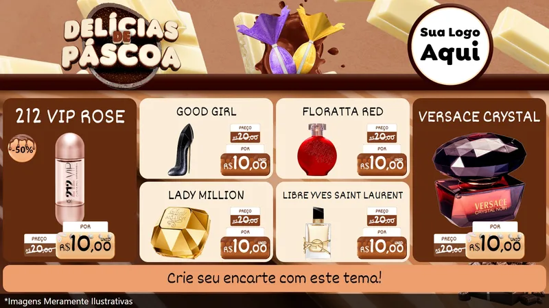 Modelo de TV para TV Horizontal com o tema Delícias de Páscoa para Perfumes