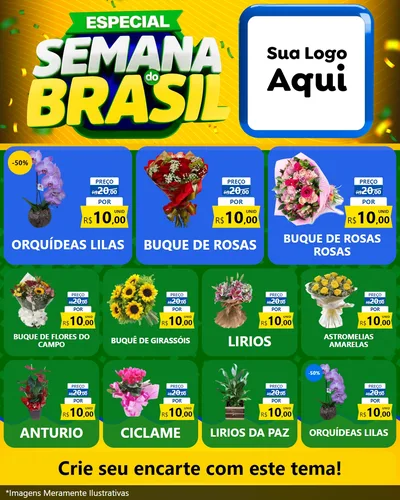 Modelo de Rede Social para Feed Instagram com o tema Especial Semana do Brasil para Floricultura e jardim