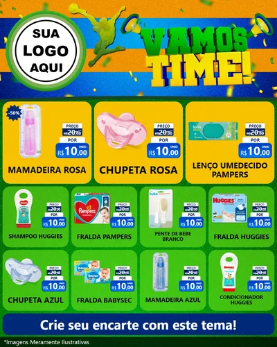 Modelo de Rede Social para Feed Instagram com o tema Vamos Time! para Bebês