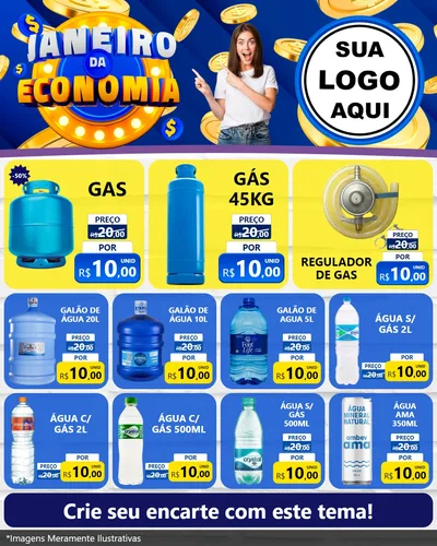 Modelo de Rede Social para Feed Instagram com o tema Janeiro da Economia para Água e gás