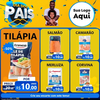 Modelo de Rede Social para Feed Facebook com o tema Dia dos Pais para Peixaria