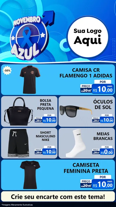 Modelo de TV para TV Vertical com o tema Novembro Azul para Roupas e acessórios