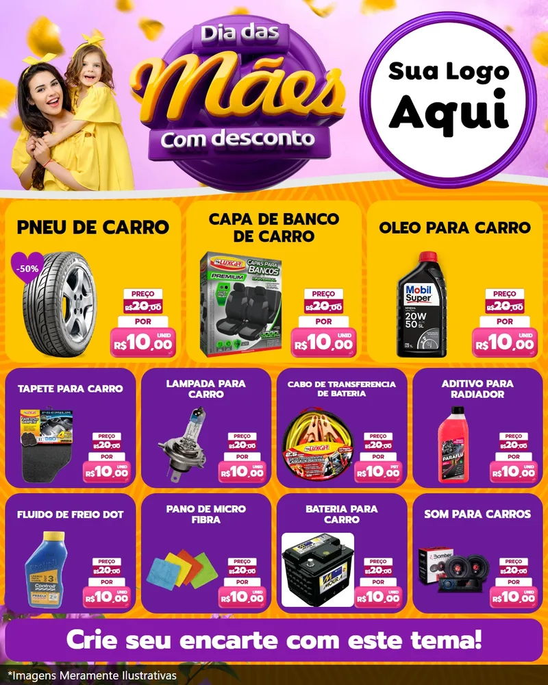 Modelo de Rede Social para Feed Instagram com o tema Dia das Mães com Desconto para Auto peças
