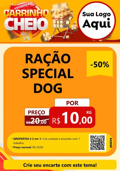 Modelo de Cartaz para Cartaz A4 Vertical com o tema Promoção carrinho cheio para Pet Shop