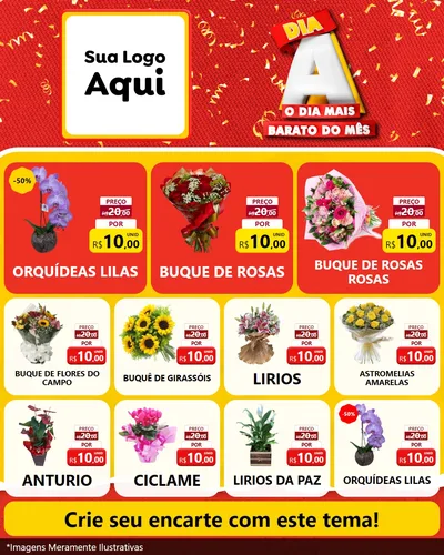 Modelo de Rede Social para Feed Instagram com o tema Dia A o Dia Mais Barato do Mês para Floricultura e jardim