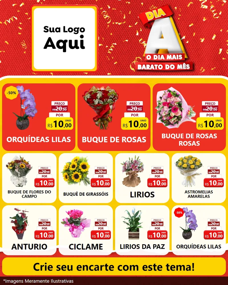 Modelo de Rede Social para Feed Instagram com o tema Dia A o Dia Mais Barato do Mês para Floricultura e jardim