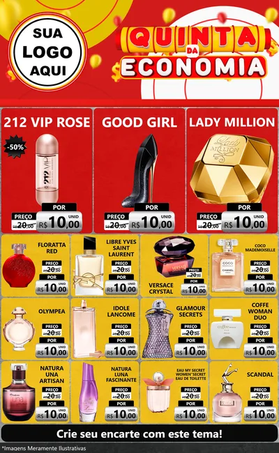 Modelo de Encarte para Encarte Grande com o tema Quinta da Economia para Perfumes