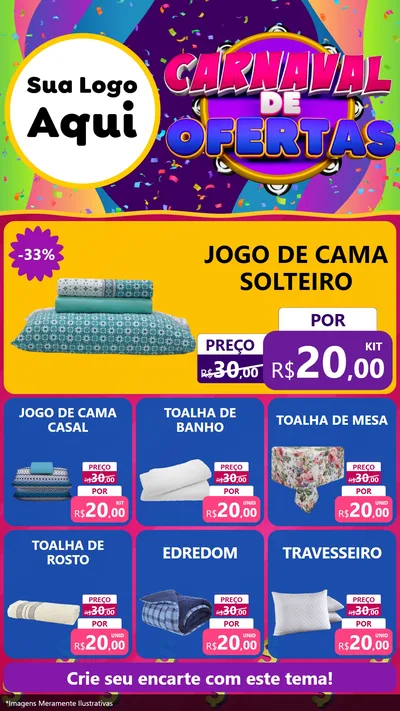 Modelo de Rede Social para Stories com o tema Carnaval de Ofertas para Cama, Mesa e Banho